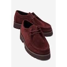 Luvi Shoes Talıa Bordo Süet Hakiki Deri Bağcıklı Kadın Loafer Ayakkabı