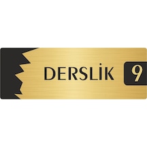 Metal Departman Kapı İsimliği, Yönlendirme Levhası Derslik 9 7x20 Cm Altın Renk