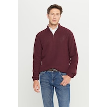 Ac&Co / Altınyıldız Classics Erkek Bordo Pamuklu Standart Fit Normal Kesim Bato Yaka Jakarlı Triko Kazak