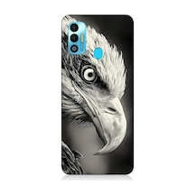 Tecno Spark 7t Uyumlu Silikon Kılıf Siyah Beyaz Kara Kartal Başı