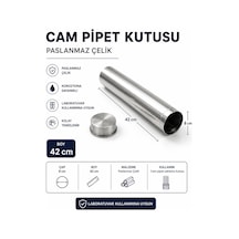 Cam Pipet Kutusu 8 Cm Boy 42 Cm Paslanmaz Çelik