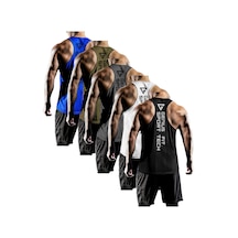 Genius Store 5'li Paket Genius Store Erkek Dry Fit Y-back Gym Sporcu Atleti Genıus-fıt5 Siyah-beyaz-füme-haki-mavi