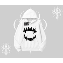Startmore Beyaz Kapşonlu Sweatshirt Vampir Dış Beyaz