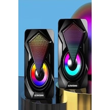 E-1046 Bilgisayar Hoparlörü Led Işıklı Rgb Laptop Pc Uyumlu 1+1 Speaker