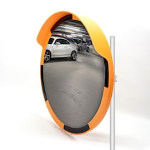 Trafik Güvenlik Aynası 80 cm Sarı-Siyah ve 2.5 m Galvaniz Flanşlı
