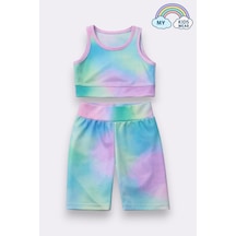 My Kids Wear Kız Çocuk Çok Amaçlı Batik Desenli Mayo & Spor Takımı 12439 Açık Pembe - Sarı