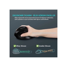 Dikey Ergonomik Şarj Edilebilir Sessiz Mouse Bluetooth+2.4g Kablosuz