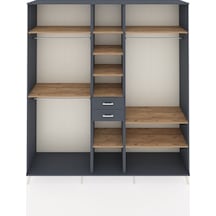 Hyperion Dolap 10 Raflı 2 Çekmeceli 3 Askılı 220x44x243 Antrasit-çam/antrasit Çok Renkli