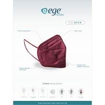Ege Maske 4014-K Ffp2 Nr N95 Ventilsiz Maske 50'li Bordo