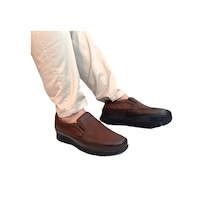 Fiyra Fth02 Kahverengi Hakiki Deri Kaymaz Bağacaksız Erkek Ayakkabı Kahverengi