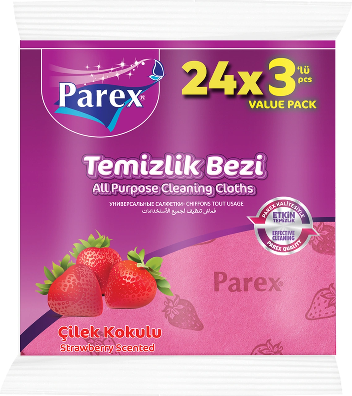 Çilek Kokulu 3'lü Temizlik Bezi 24 Paket Diğer