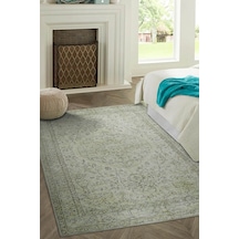 Folk Eskitme Desenli Dokuma Taban Dekoratif Yeşil Halı Ba 27