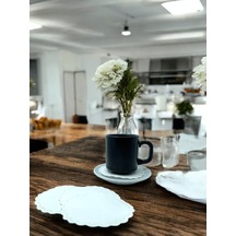 Kağıt Bardak Altlığı Cam Bardak Altlığı 80 Mm Papatya 250 Adet Beyaz