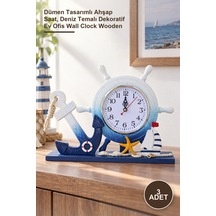 3 Adet Ahşap Marin Dümenli Duvar Saati Dümen Tasarımlı Ahşap Saat, Deniz Temalı Dekoratif Ev Ofis Wall Clock Wooden Diğer