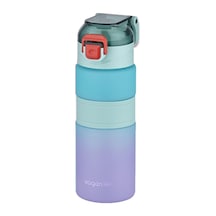 Vagonlife Çift Renk 600 Ml Kaydırmaz Silikon Gövde Rahat Içim Pipetsiz Motivasyon Su Matarası Çok Renkli