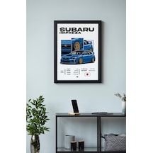 Subaru Impreza Wrx Stı Ahşap Çerçeveli Poster Otomobil Tasarım Baskı