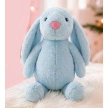 Uyku Arkadaşım Papyonlu Uzun Kulak Bunny Peluş Tavşan 65 Cm Mavi 001 - Beyaz