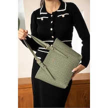 Just Polo Günlük Kombinlere Uygun Kadın Büyük Boy Lüks El Çantası Ebat : 24 X 27 Cm Shopper Yeşil
