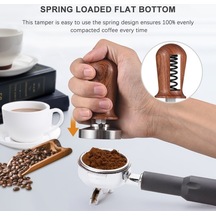 Bloomnest 51mm Espresso Tamper Ve Karıştırıcı Seti, Paslanmaz Çelik Tabanlı, Ahşap Saplı Barista Presi