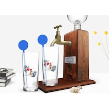 Kişiye Özel Renkli Baskılı İsimli Fotoğraflı İkili Vodka Bardağı Ve Ahşap Vodka Standı Hediye Seti-33