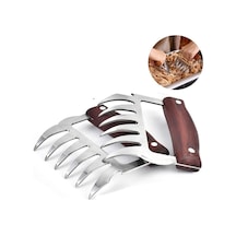 Cbtx Ayı Pençesi Şekilli Paslanmaz Çelik Barbekü Çatalı Tavuk Rendelenmiş Ahşap Saplı Kaymaz Yaratıcı Mutfak Çatal Pençe Et Pençe Ayırıcı Gümüş