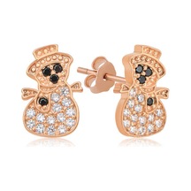 Gümüş Rose Kardan Adam Kadın Küpe 14 MM-Gümüş