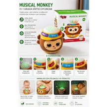 Musical Monkey 5 İ 1 Arada Işıklı Müzikli Hareketli Gözlü Bebek Oyuncağı 0+ Ay