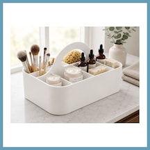 Bezos 3d Baskı Çok Bölmeli Taşınabilir Banyo Ve Makyaj Organizeri - Saplı Masaüstü Düzenleyici-beyaz Mbt06