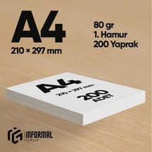 İnformal Fotokopi Kağıdı Premium Kalite A4 80 Gr 200 Yaprak