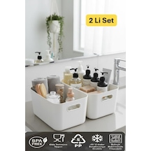 Bath 2 Adet Banyo Düzenleyici Organizer Beyaz Renk Plastik Çok Amaçlı Dolap Düzenleyici Plastik 25 X Diğer