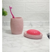 Sıa 2 Li Banyo Seti.Pembe Petek Model.Poliresin Pembe