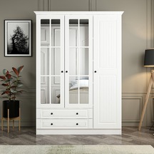 Kale 3 Mebran Kapaklı 2ç Taçlı Dolap - Beyaz 210cm