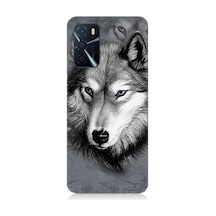 Oppo A55 Uyumlu Silikon Kılıf Mavi Gözlü Kurt