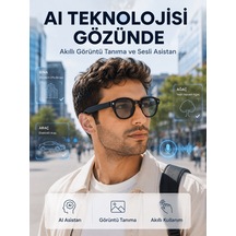 Siyah 3 Lensli Akıllı Kamera Gözlüğü Bluetooth Görüşme Müzik Kontrolü Aı Sesli Asistan Ve Görüntü