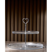 Valery 2 Katlı Kek Standı - Şeffaf - 28 Cm