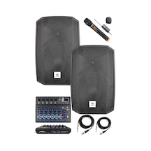 Maxword Maxi-12a-mixer Set 2 Adet 12 İnç Aktif Hoparlör Mikser Ve Mikrofon Ses Sistemi 1200w + 1200w