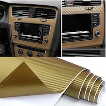 Karbon Fiber Folyo Hava Kanallı Araç Döşeme Kaplama Folyosu Gold Altın Sarısı 30 Cm X 1 Metre