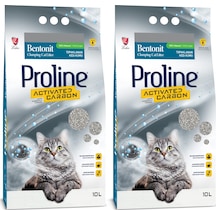 Proline Aktif Karbonlu Topaklaşan İnce Bentonit Kedi Kumu 2 x 10 L