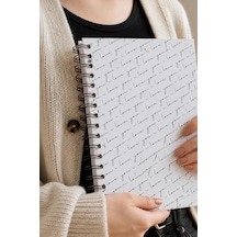 A5 Spiralli Sert Kapak 120 Yaprak Bullet Journal Not Defteri, Kareli, Gri Love, Bj-k001 Çok Renkli