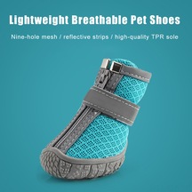 Xindoker Küçük Köpekler İçin Nefes Alabilir Yürüyüş Ayakkabısı, Gece Görünürlüklü Pati Koruyucu, 4'lü Set, Kahverengi