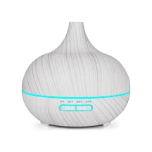 Usb 400ml Ahşap Doku Koku Makinesi Sivri Ağızlı Nemlendirici Renkli Led Işıklı Otomatik Alkol Püskürtücü Beyaz