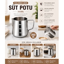304 Çelik 350 Ml Kahve Süt Köpürtme Potu Sütlük Pitcher