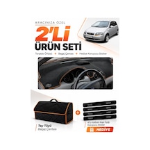 E-biz Chevrolet Kalos 2009-2013 Uyumlu Torpido Örtüsü + Tay Tüyü Çanta - Siyah-kahverengi - Ch004