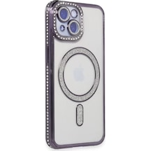 Newface Apple İphone 13 Kılıf Joke Simli Magneticsafe Kılıf - Derin Mor
