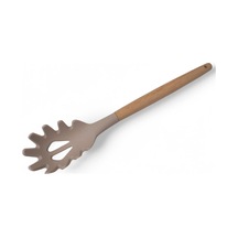 Ayrex Bambu Saplı Silikon Makarna Servis Kaşığı Isıya Dayanıklı, Yapışmaz, 3 Renk Seçenekli, 27cm Uzu
