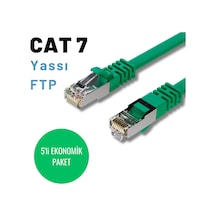 5 Adet 1 Metre Yeşil Cat7 Yassı Ftp Ethernet Network İnternet Kablosu