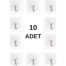 10 Adet Şeffaf Kendinden Yapışkanlı Pratik Kancalı Mutfak Banyo Duvar Askısı Şeffaf Diğer