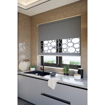 Lazer Kesim Mat Stor Perde, Lazer Kesimli Klasik Serisi, C-5005 Gri Renk Antrasit