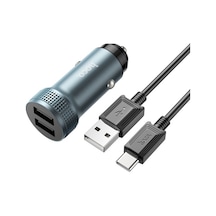 Hoco Z49 Çift Usb Giriş Araç Şarj Başlığı +usb To Type-c Kablolu