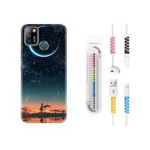 Infinix Smart 5 Kılıf Kablo Koruyuculu Ay Ve Kız 1720 Siyah